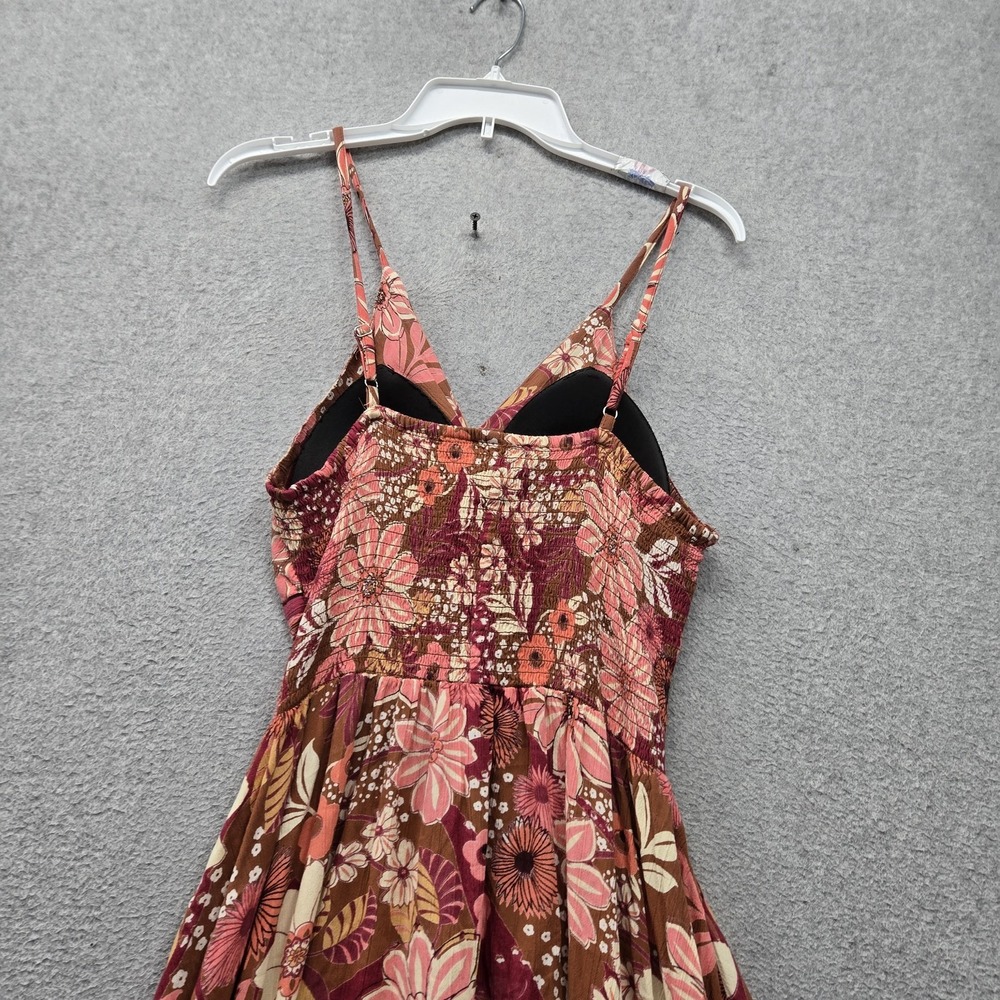 ANGIE Women Dress L Brown Floral Maxi Boho Cottagecore Sleeveless Lined - Picture 9 of 10